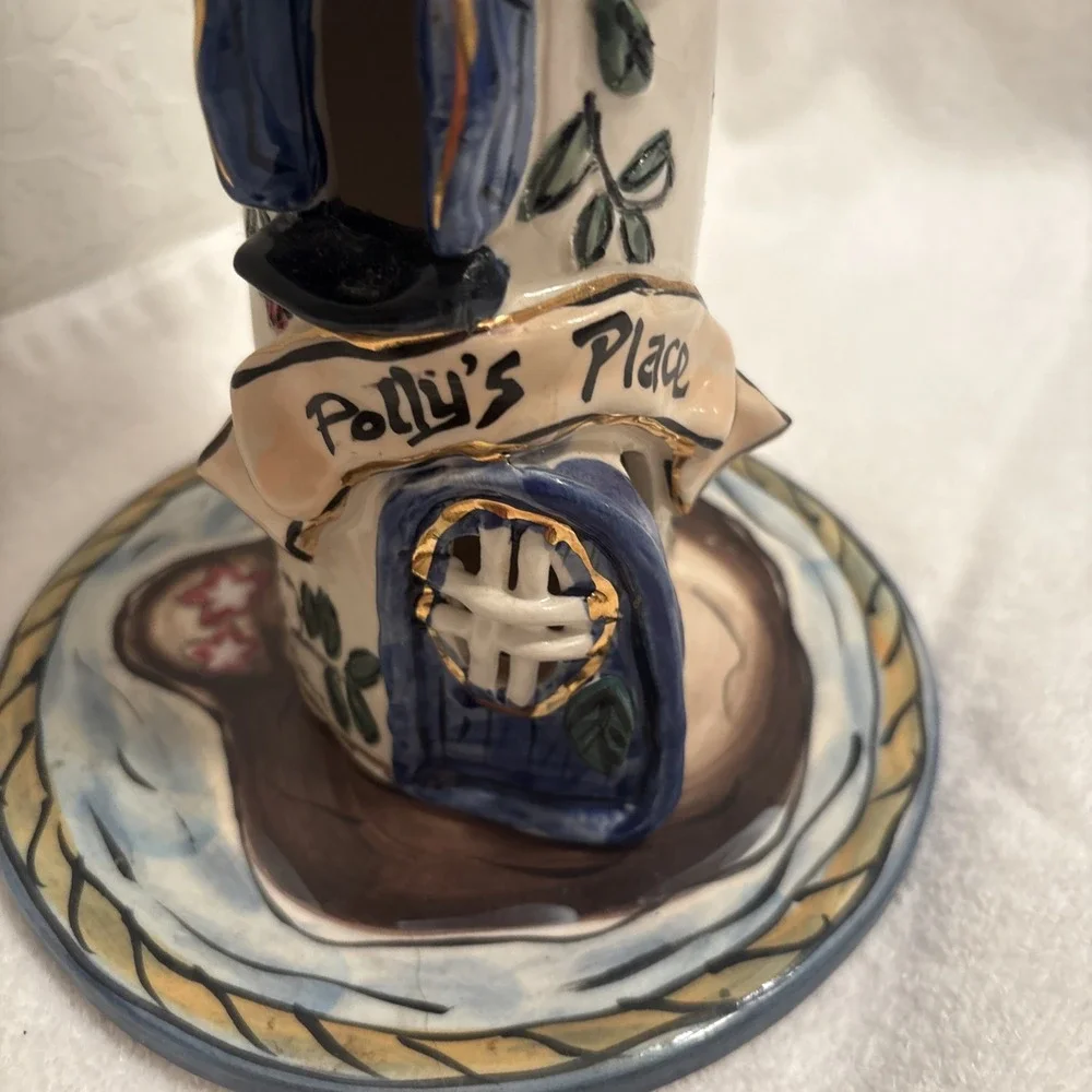 Blue Sky Clayworks Polly's Place Lighthouse Ceramic Tea light Heather Goldminc